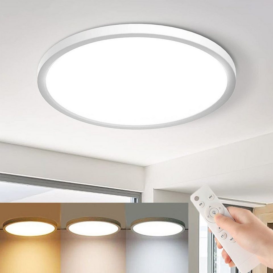 LETGOSPT Deckenleuchte 24W/36W Ultra Dünn LED Deckenleuchte, Weiß Rund LED  Panel 5cm, LED fest integriert, Kaltweiß/Naturweiß/Warmweiß, Dimmbar mit  Fernbedienung für Wohnzimmer, Schlafzimmer