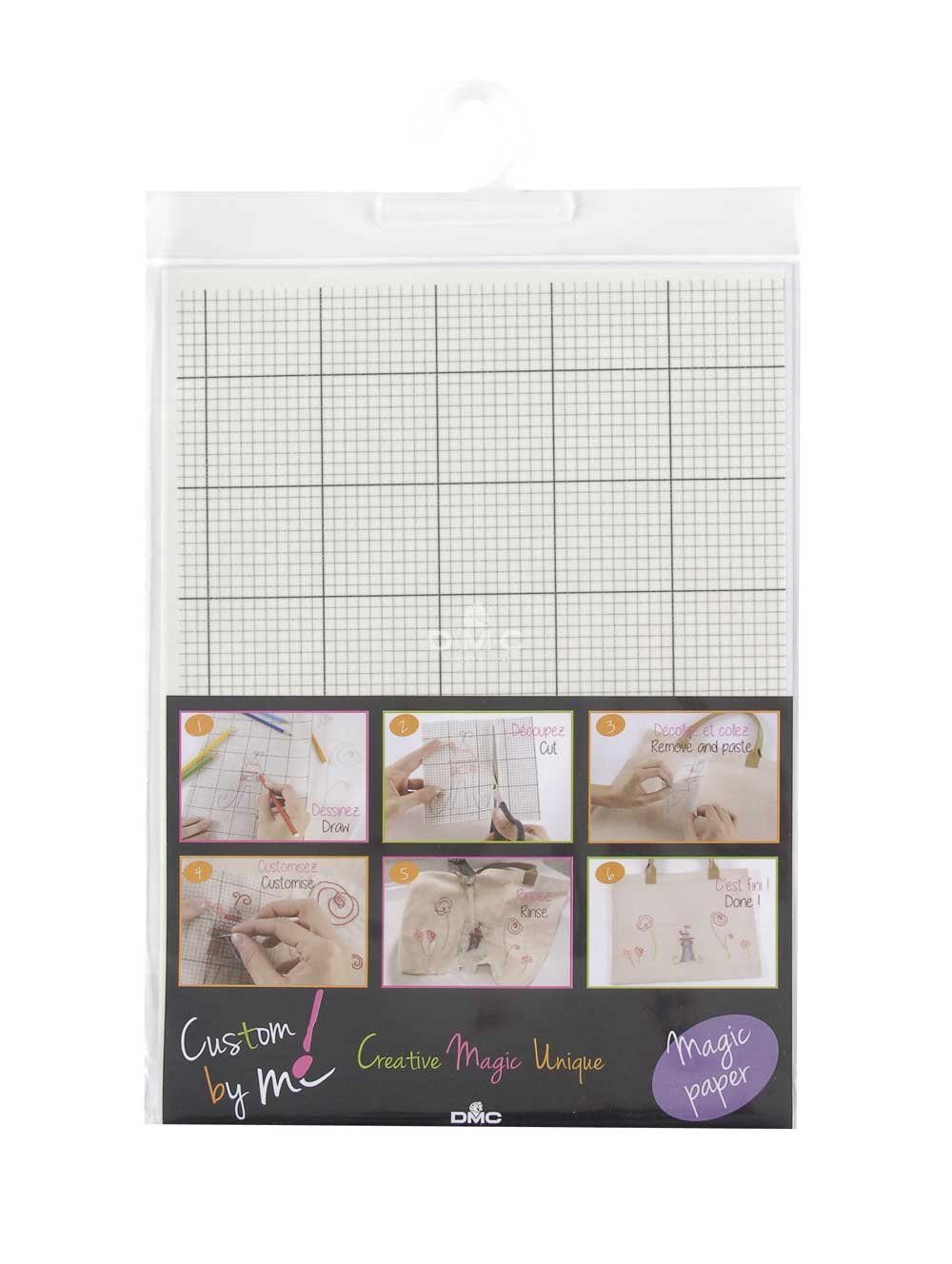 DMC Kreativset DMC Magic Paper Wasserlösliche Stickunterlage kariert Medium, 21x29,7, (embroidery kit by Marussia)