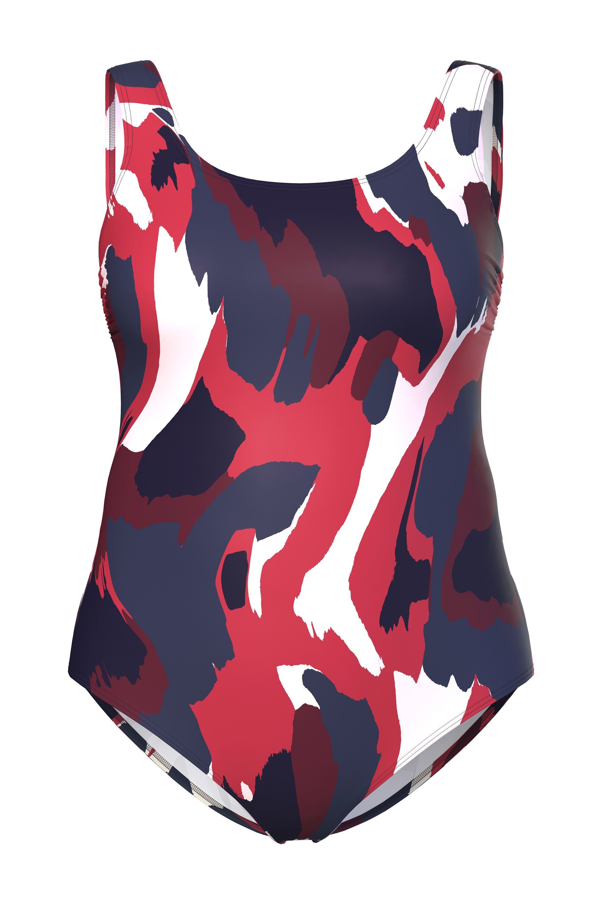 Ulla Popken Badeanzug Badeanzug Fleckenmuster ohne Softcups Rundhals günstig online kaufen