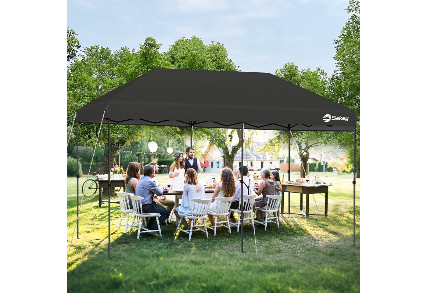 Thumbnail - Sekey Faltpavillon Pavillon 3x6 Festzelt Gartenpavillon Partyzelt, Wasserdicht, UV-Schutz 50+, Stabil, 6 x Sandsack
