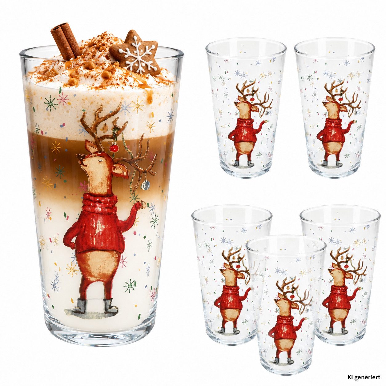 MamboCat Latte-Macchiato-Glas 6er Set Armin Latte Macchiato Glas 450ml H15,5cm Weihnachten Trinkglas, Glas