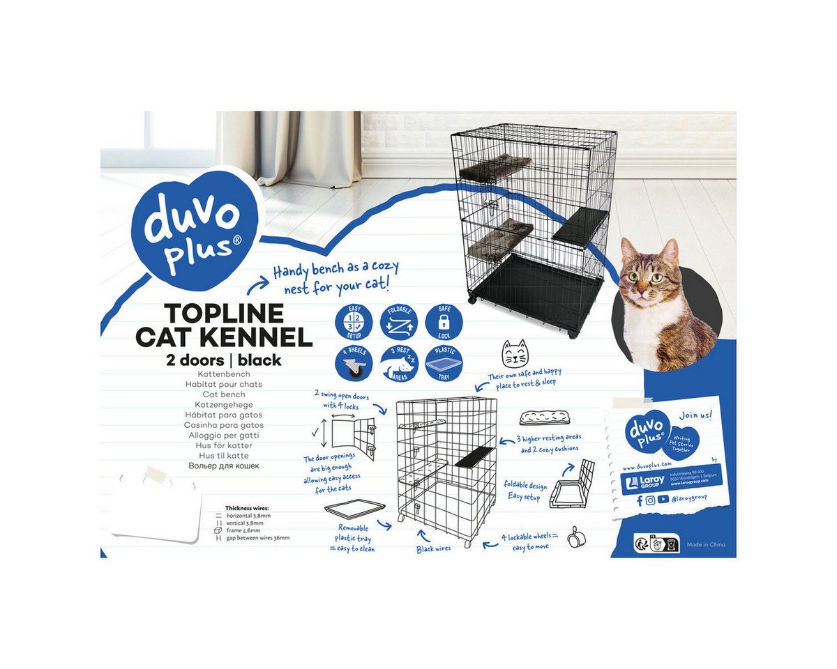 Thumbnail - DUVO+ Tierhaus Topline Katzenbox mit 2 Türen schwarz