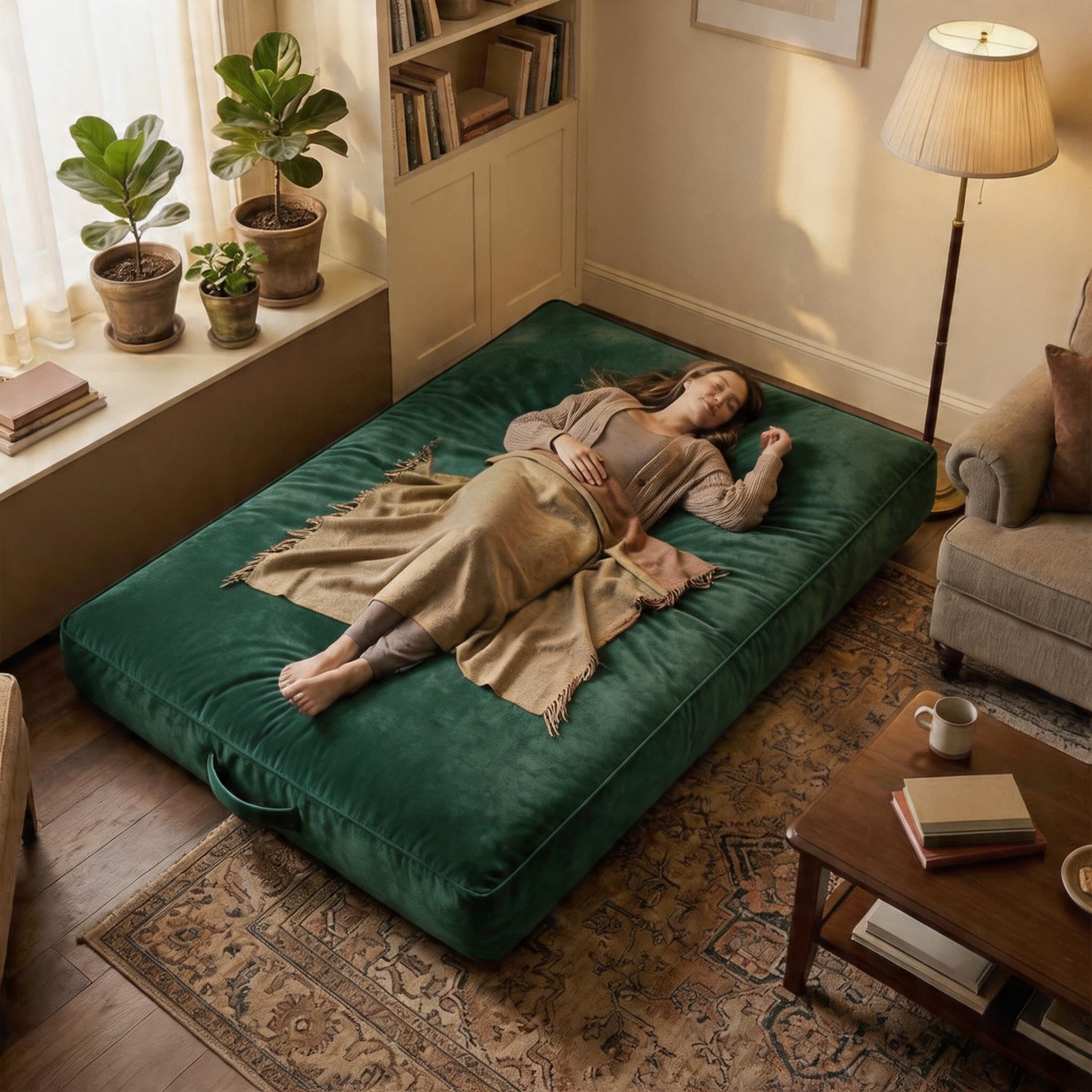 GarveeMore Sitzsack 4 in 1 wandelbarer Sitzsack Sessel Bett Flanell Faulsofa – Bild 3 von 5