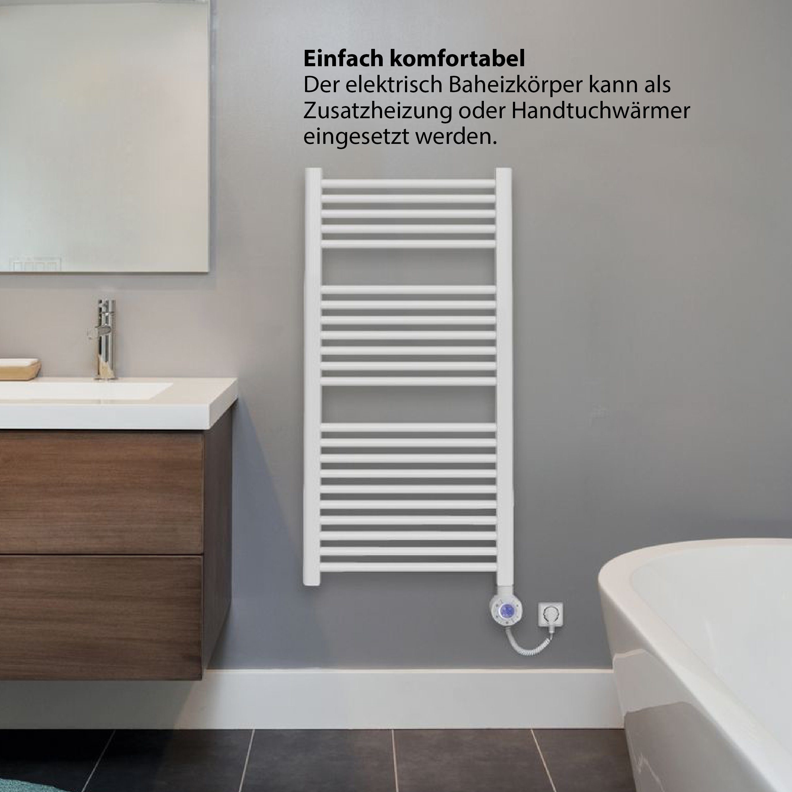 mit 4500, Handtuchhalterung BOSCH Badheizkörper Heat Radiator und Temperaturregler integriertem