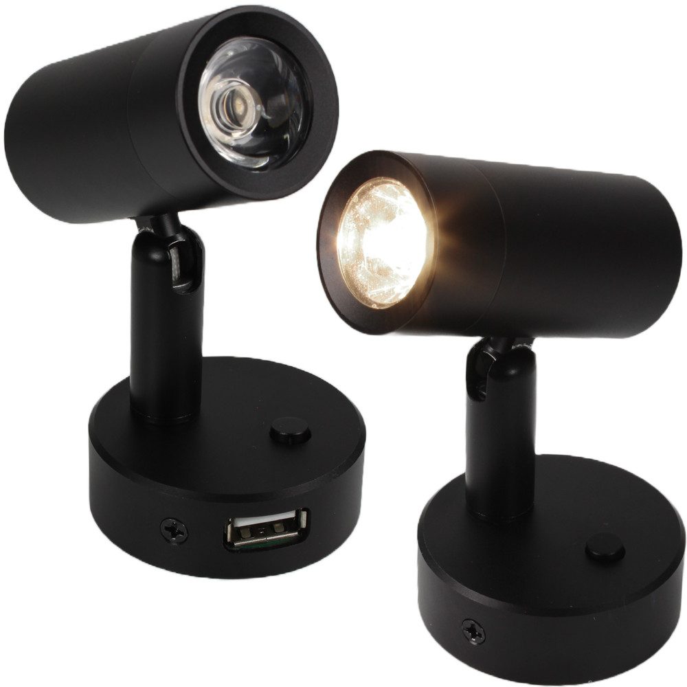 Frilight LED Leselampe LED SMD Spot Leselampe warmweiß + USB Wohnwagen Wohnmobil Caravan Boot