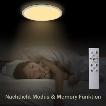 Nettlife LED Deckenleuchte Dimmbar mit Fernbedienung RGB Deckenlampe, LED fest integriert, Warmweiß Neutralweiß Kaltweiß, Schlafzimmer Kinderzimmer Wohnzimmer Küche Esszimmer, IP44