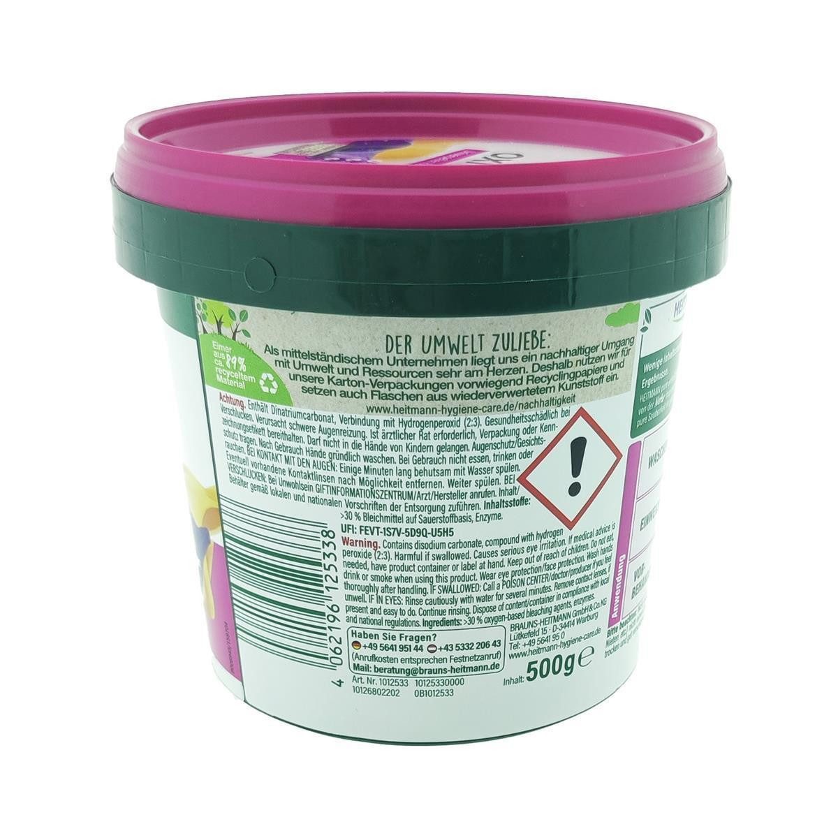 BRAUNS HEITMANN HTM pure Oxi Color 500g Colorwaschmittel (Stück, [1-St. HTM pure Oxi Color 500g Waschmittelzusatz Wäschepflege Farbpflege Waschmittel)