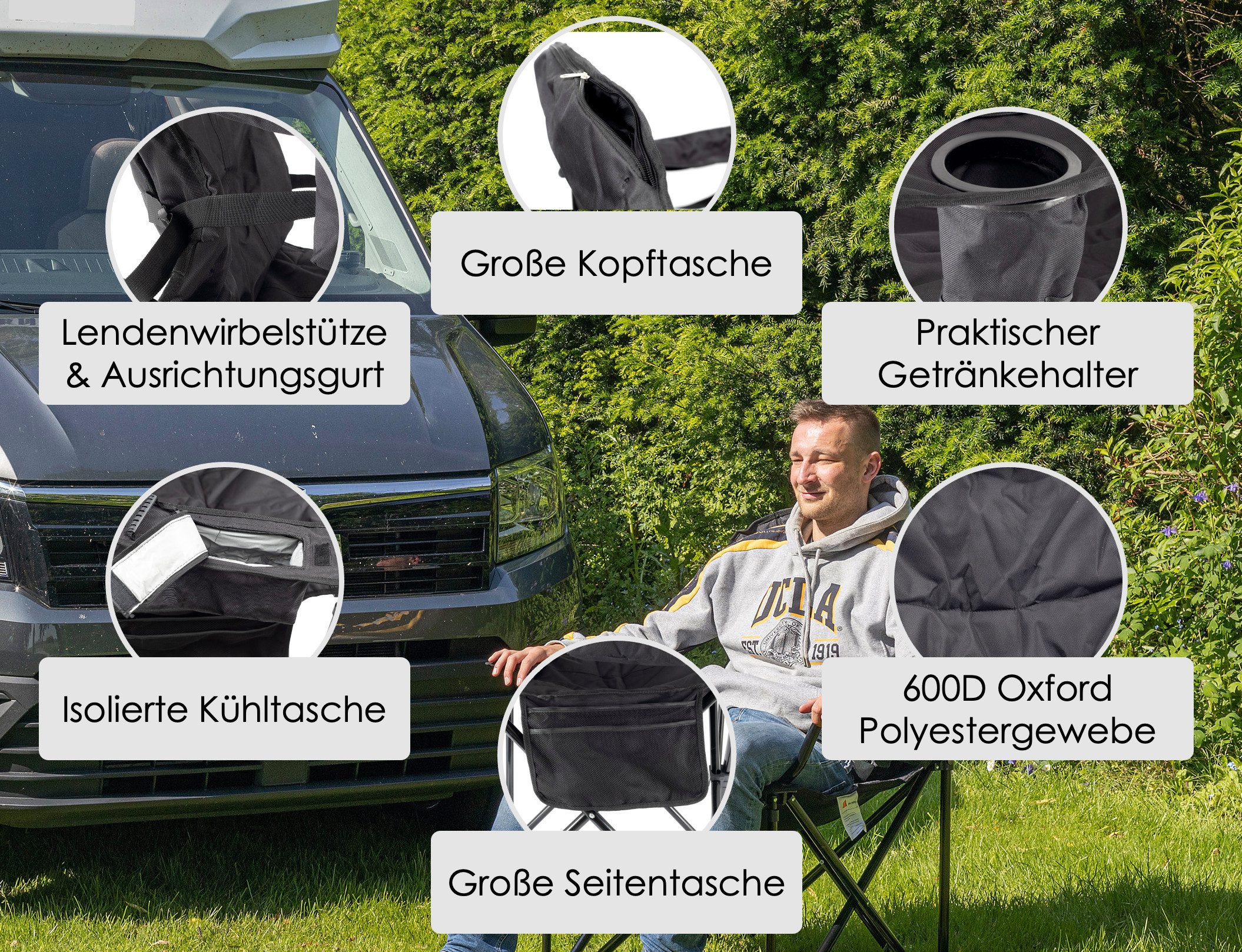 HomeBee 4-Fußstuhl Campingstuhl Klappstuhl Anglerstuhl faltbar günstig online kaufen
