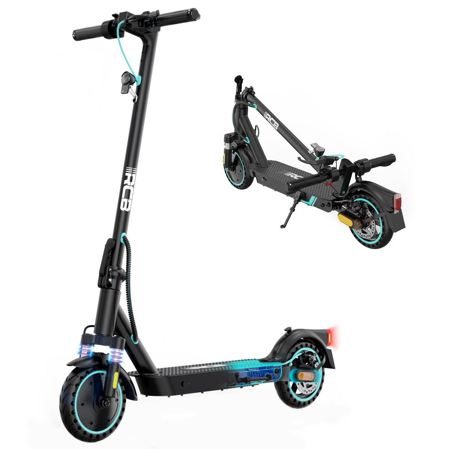 RCB TECH E-Scooter EV85F mit Straßenzulassung ABE, 8,5''Elektroroller, klappbar, stoßfest, 400,00 W, 20,00 km/h, (1 tlg., mit Schutzblechen), Reichweite 23-30 km, mit Straßenzulassung, APP