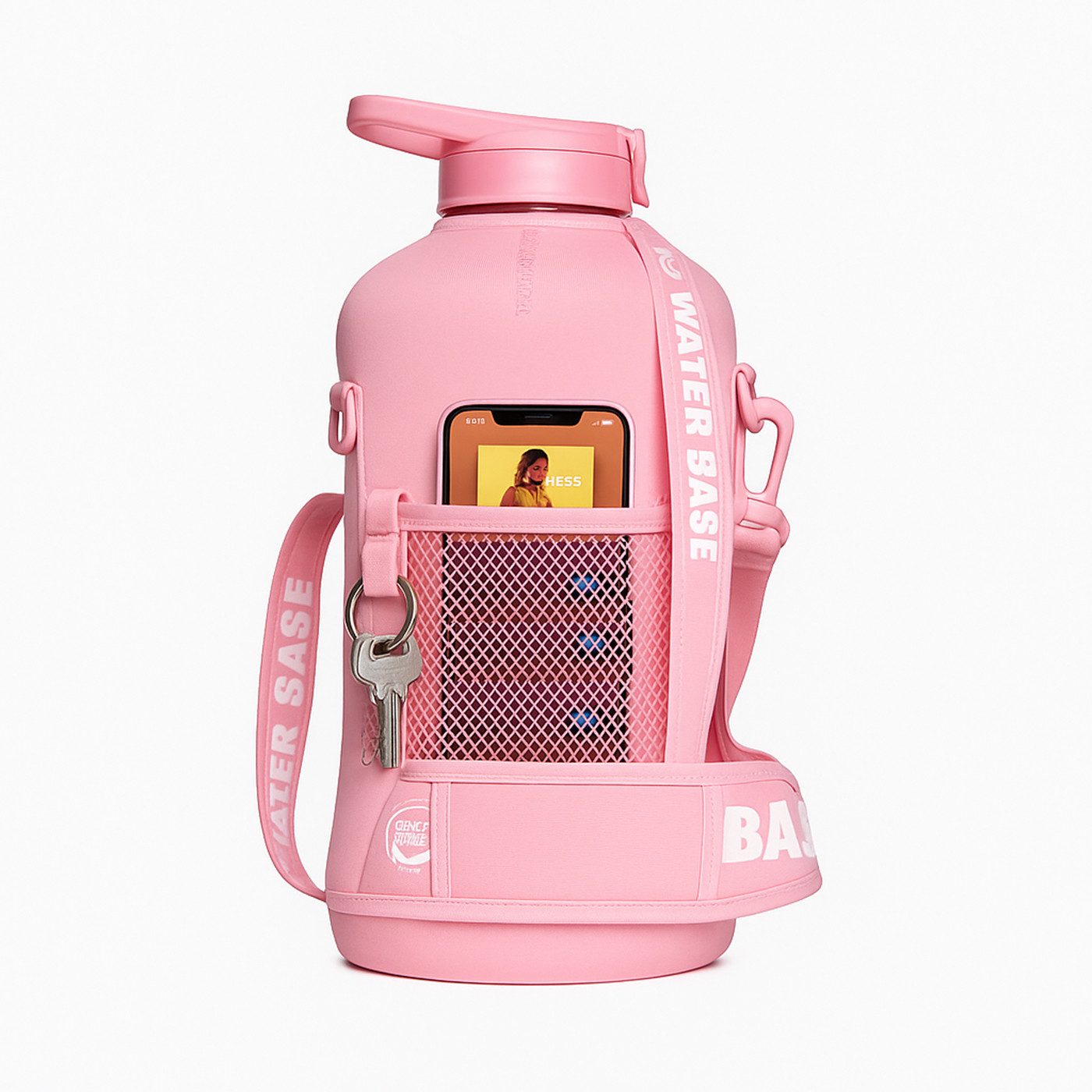 WATER BASE Trinkflasche 2,2 l Trinkflasche mit Neoprenhülle, Seitentaschen und Schultergurt