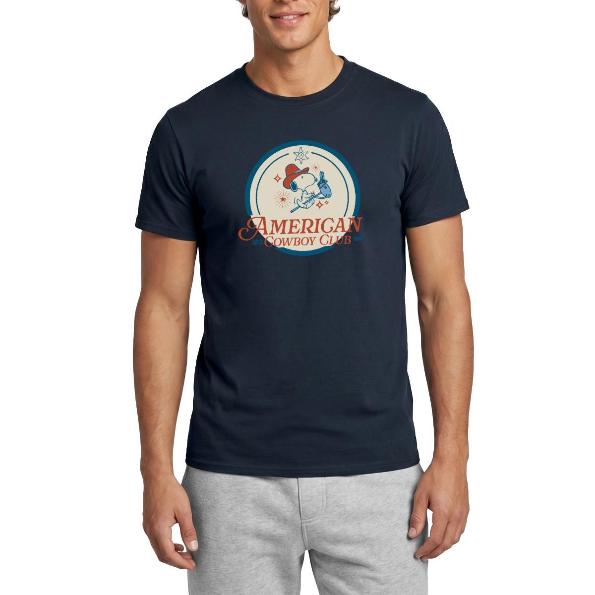 Spreadshirt T-Shirt Peanuts Snoopy American Cowboy Club Männer T-Shirt (1-tlg)