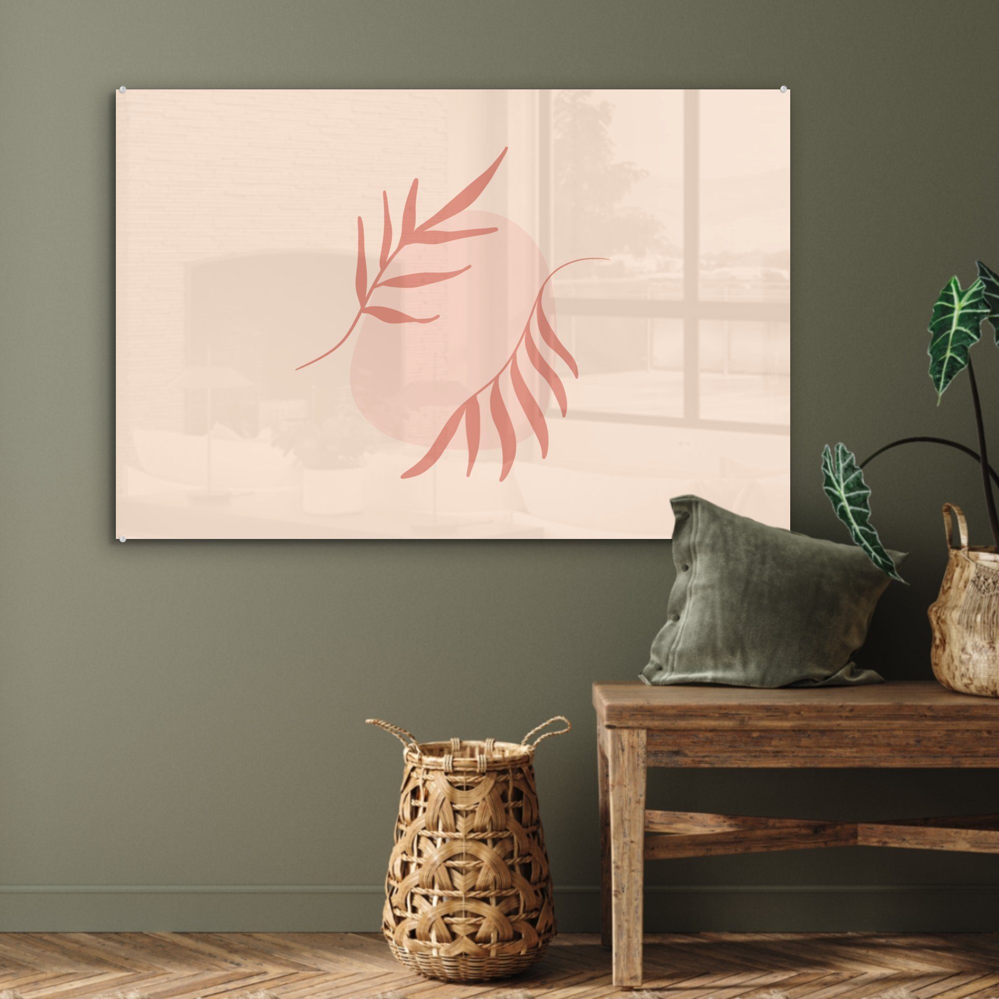 MuchoWow Acrylglasbild Illustration Zweigen, St), abstrakten & zwei (1 Wohnzimmer Schlafzimmer von Acrylglasbilder