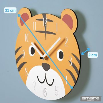 Amare home Wanduhr Wanduhr für Kinder MDF-Holz Design Tierkopf