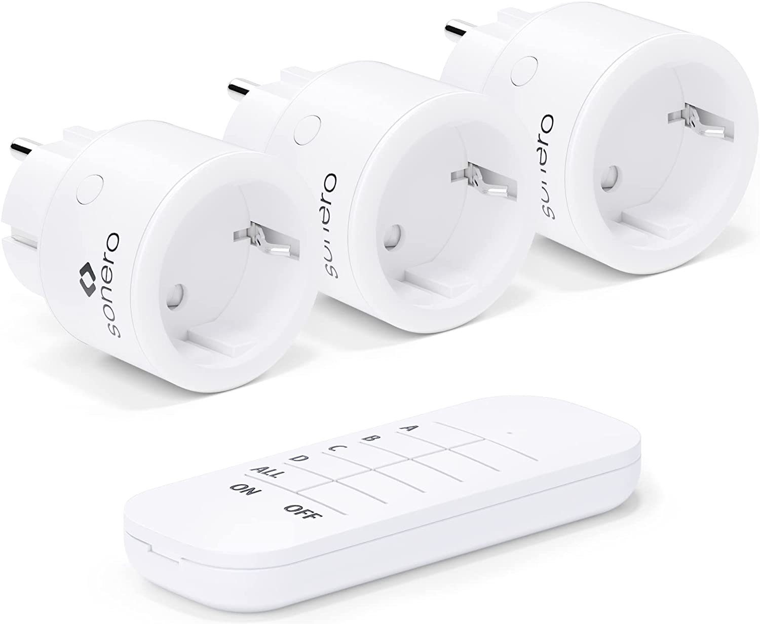sonero Funksteckdose Sonero S-RCS103 Funk-Steckdosen Set 2300 Watt Funksteckdose, Weiß, 3er