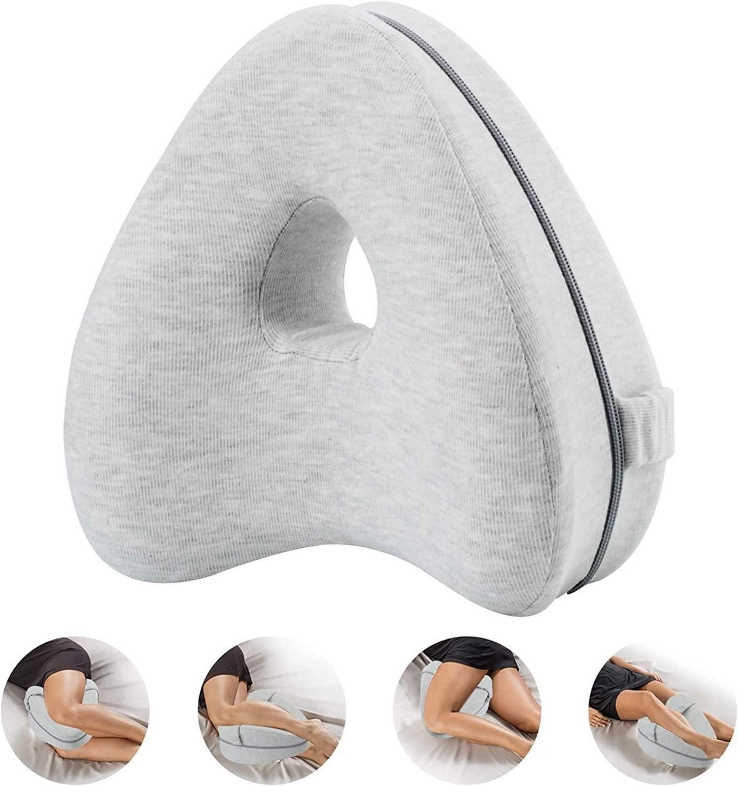 LuxusKollektion Lagerungskissen Ergonomisches Kniekissen für Seitenschläfer mit Memory Foam-Licht Grau