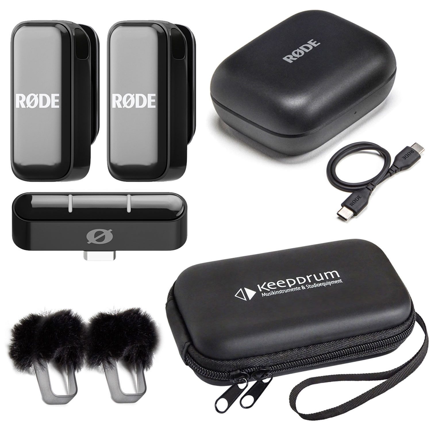RØDE Rode Wireless Micro Drahtloses Mikrofon-System USB-C mit Soft-Case Digitales Aufnahmegerät (Drahtlos-Mikrofonsystem)