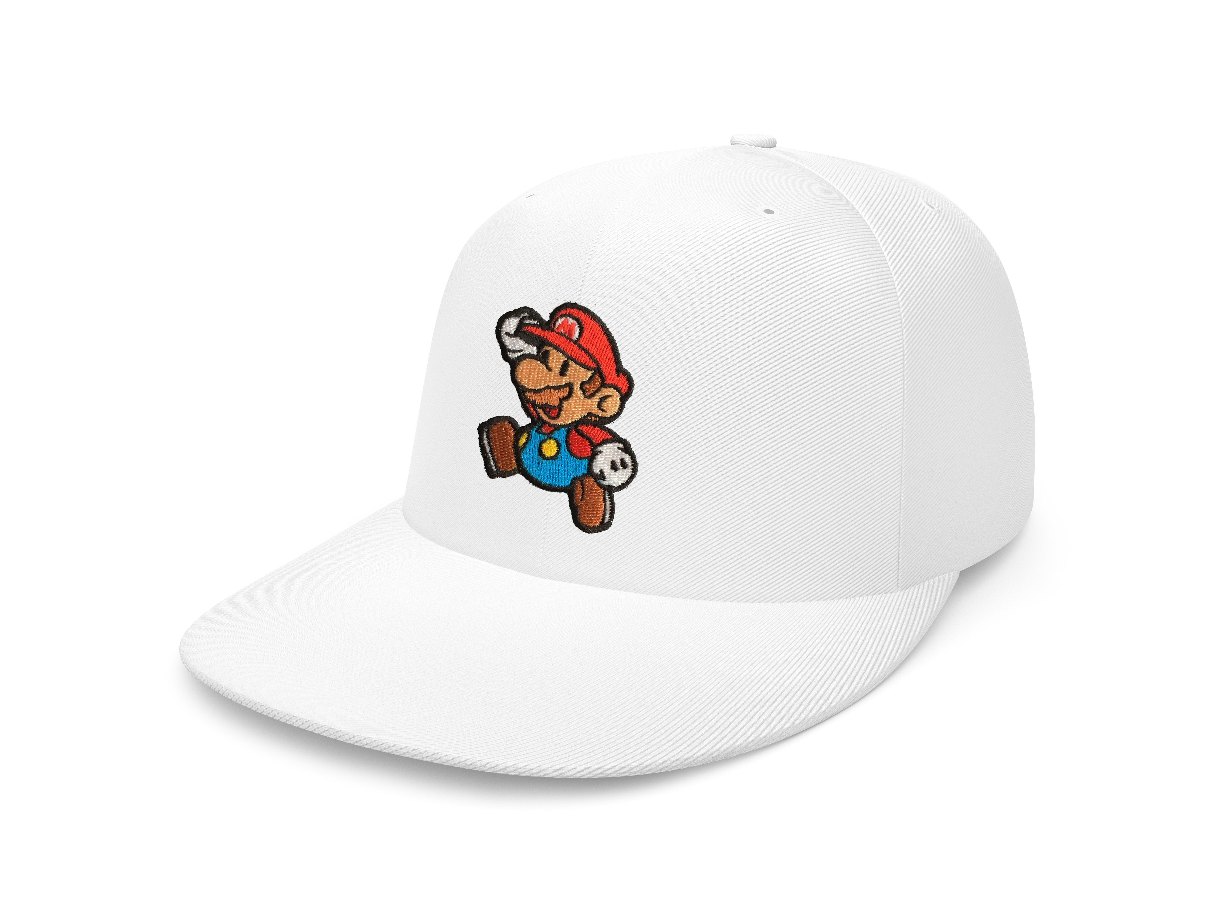 Blondie & Brownie Snapback Cap Unisex Erwachsene Mario Stick Patch Luigi Super Nintendo Snapback Weiss