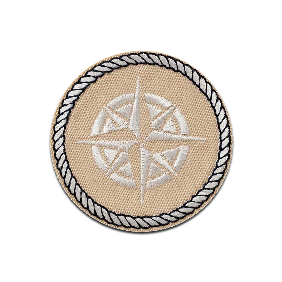 Mono-Quick Aufnäher Bügelbild, Aufbügler, Applikationen, Patches, Flicken, zum aufbügeln, Polyester, Kompass beige - Größe: 5,5 x 5,5 cm