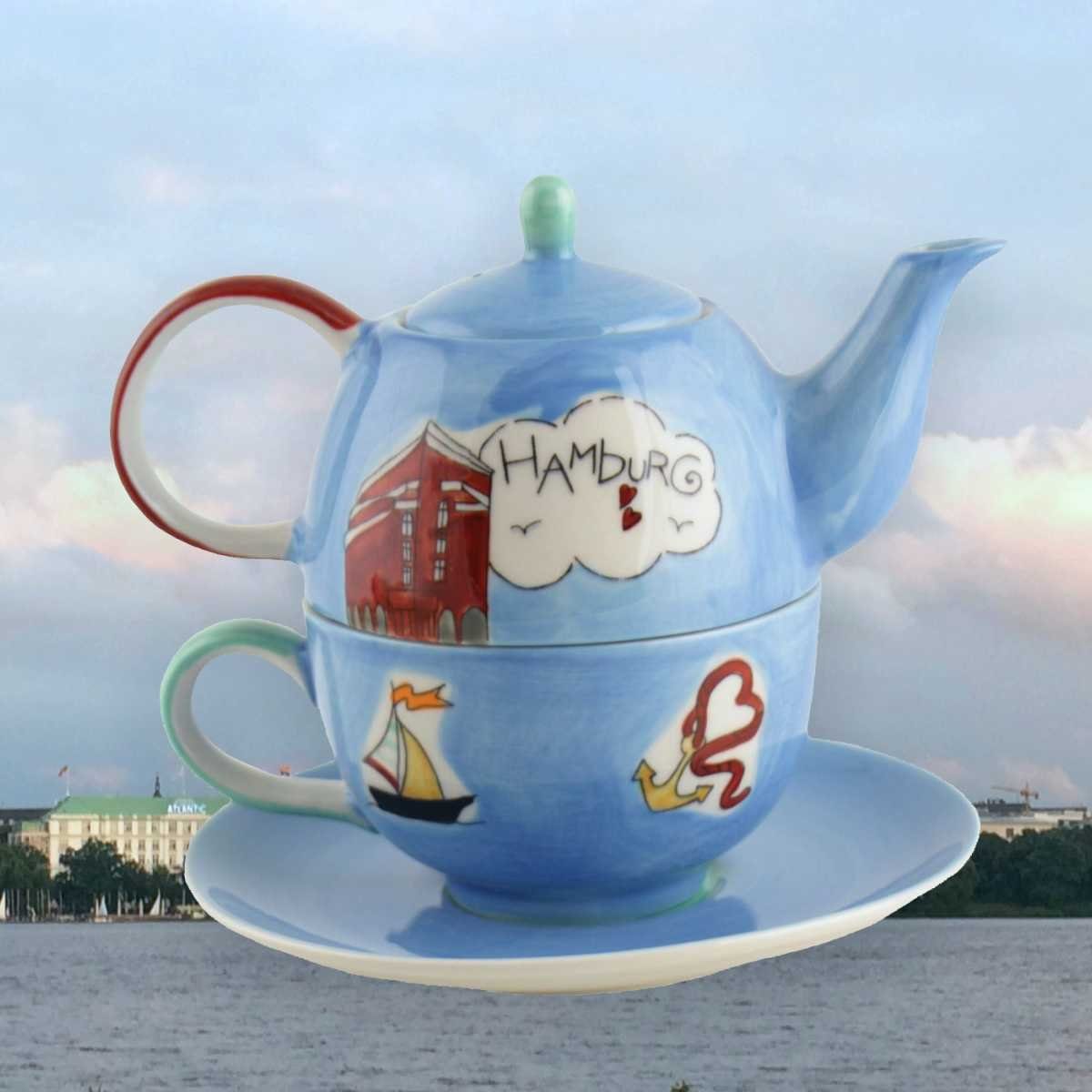Mila Teekanne Mila Keramik Tee-Set Tea for One Hamburg, 0,4 l, (Set, Tee-Set)