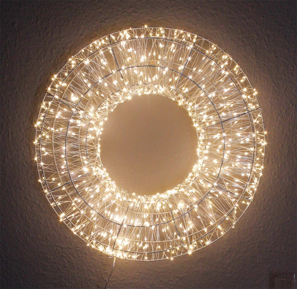 Arnusa LED Dekolicht Leuchtkranz 800 LED 50cm Lichterkranz  Weihnachtsbeleuchtung mit Timer, Ein- Aus, LED fest integriert, warmweiß,  Kranz für Innen