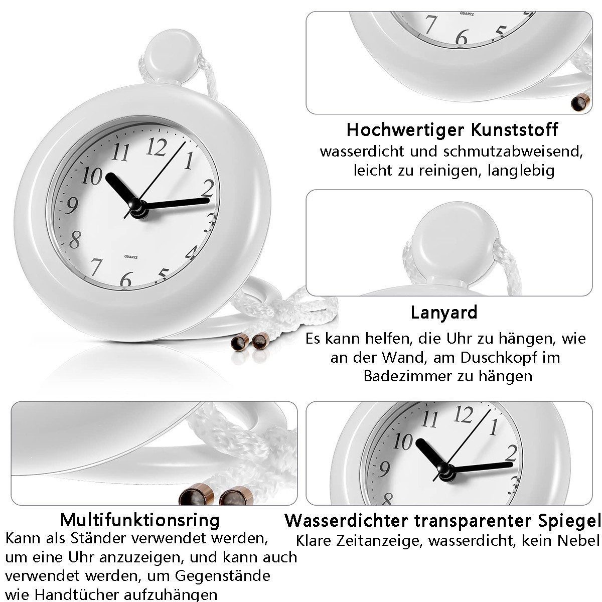 Novzep Badezimmeruhr Wasserdichte Badezimmeruhr mit Seil günstig online kaufen