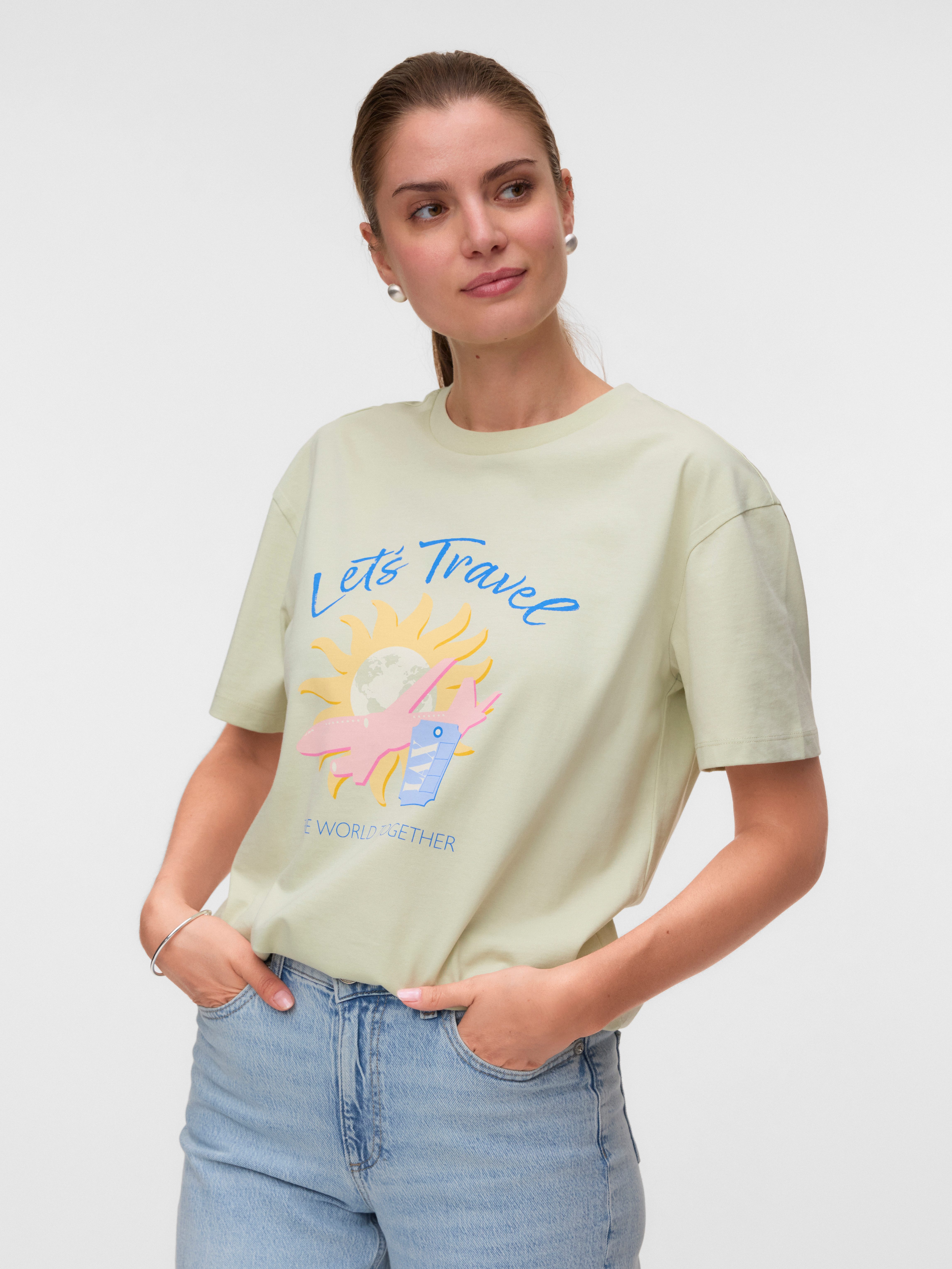 Vero Moda T-Shirt VMNINNA MIA SS TOP BOX JRS Baumwolle, Rückenprint – Bild 2 von 5