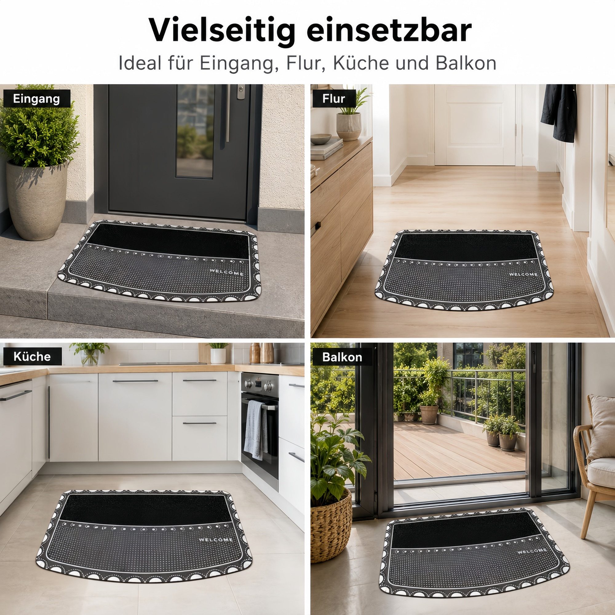 Forrlite Fußmatte Fußmatte 45 x 70 cm, dekorative Welcome Türmatte rutschhemmend, Schmutzfangmatte für Haustür,Flur,Balkon&Terrasse für Innen und Außen – Bild 3 von 5