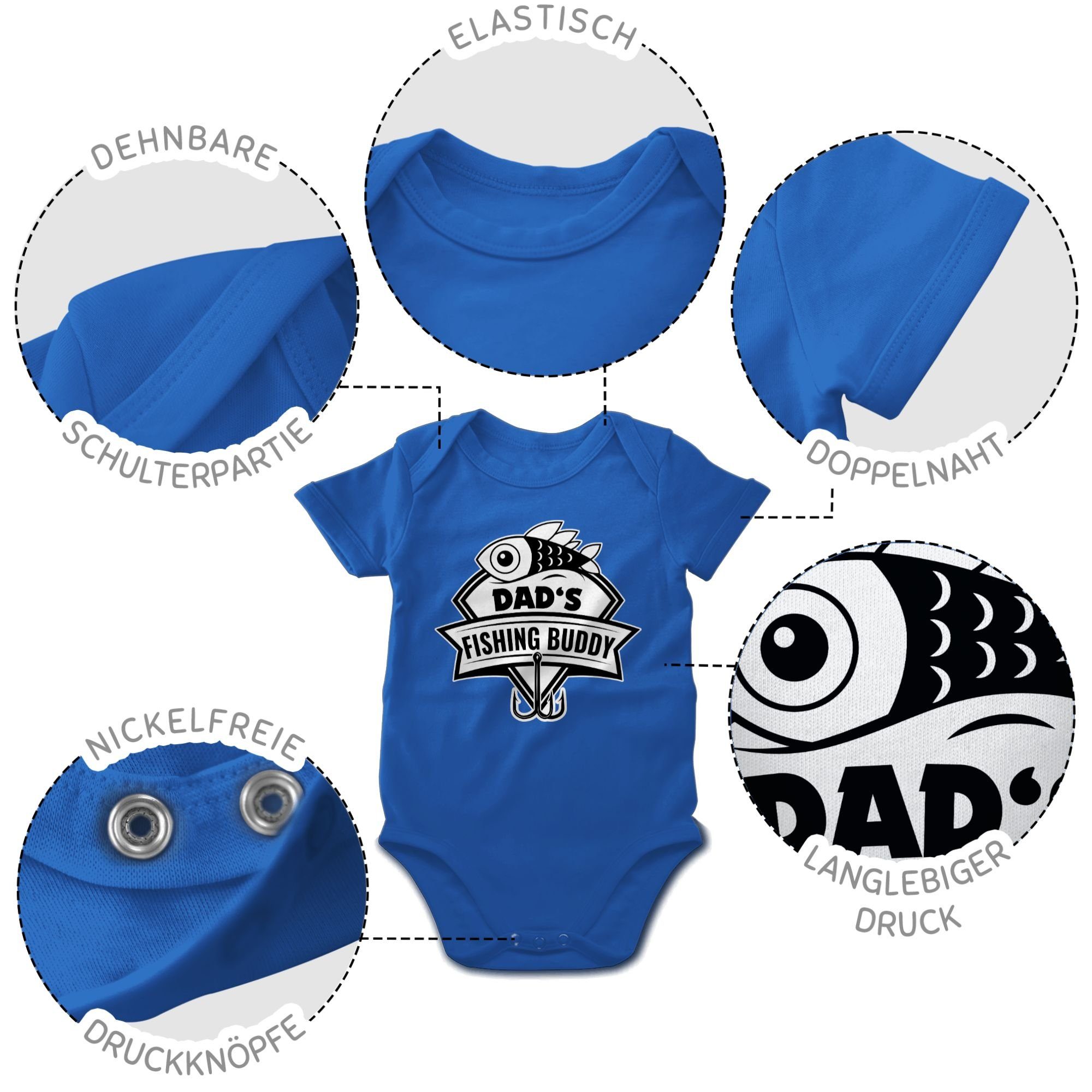 Kinder Mädchen (Gr. 50 - 92) Shirtracer Shirtbody Dad's fishing Buddy - Sport & Bewegung Baby - Baby Body Kurzarm Kleidung Stram