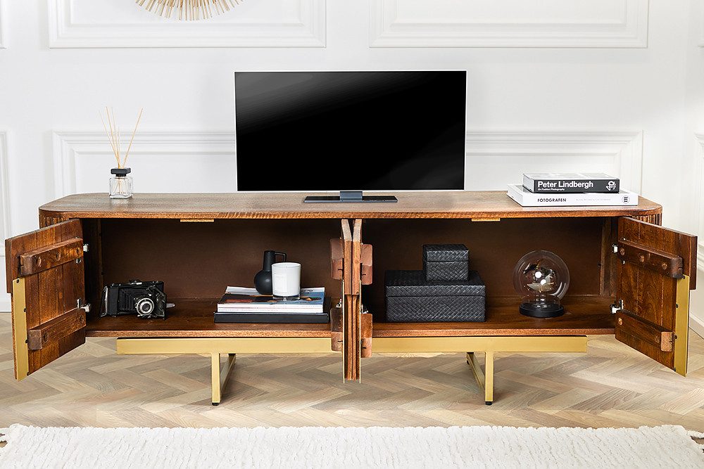 riess-ambiente TV-Bank GATSBY 160cm braun / mattgold (Einzelartikel, 1 St), günstig online kaufen