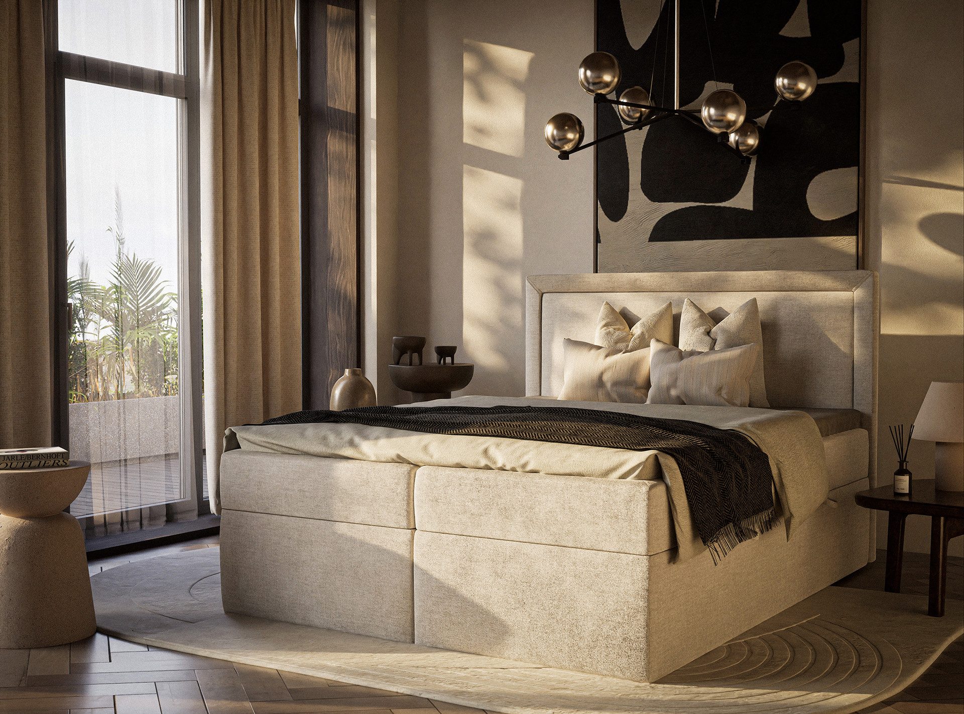 Maison de Rêve Boxbett Tribeca mit Bettkasten (Matratze, Stauraum, Kopfteil, Topper), Boxspringbett mit Taschenmatratze H3, mit Stauraum und Topper