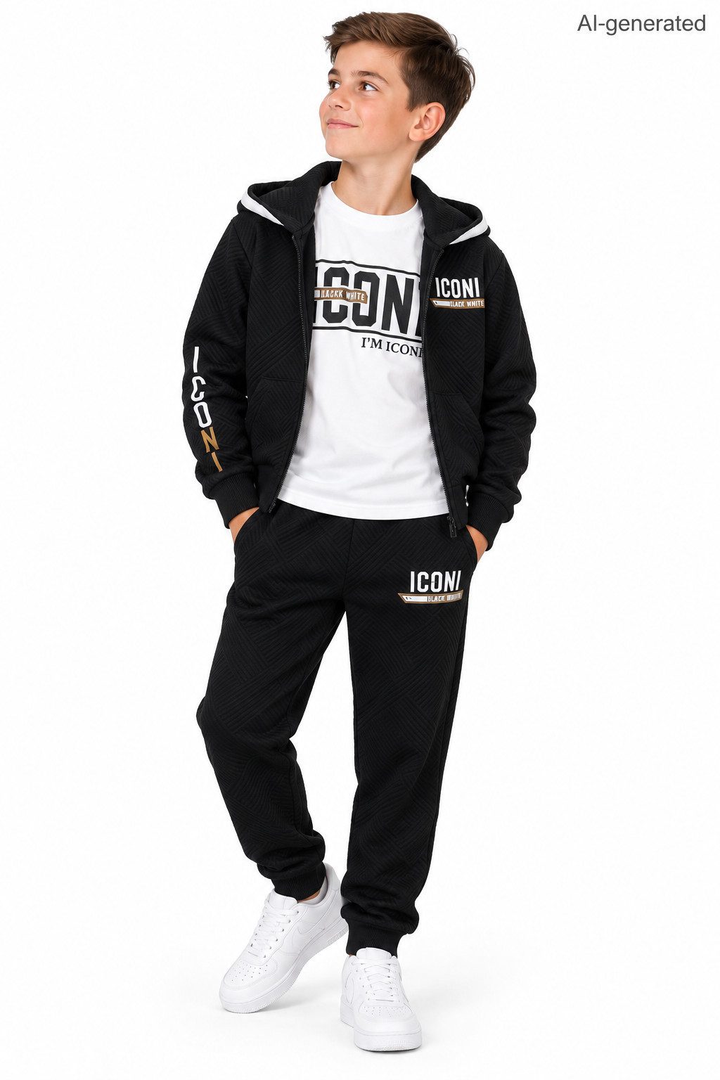 Hessis Freizeitanzug Jogginganzug Trainingsanzug JF7915 (Set, 3-tlg., Jacke, Shirt & Jogginghose)