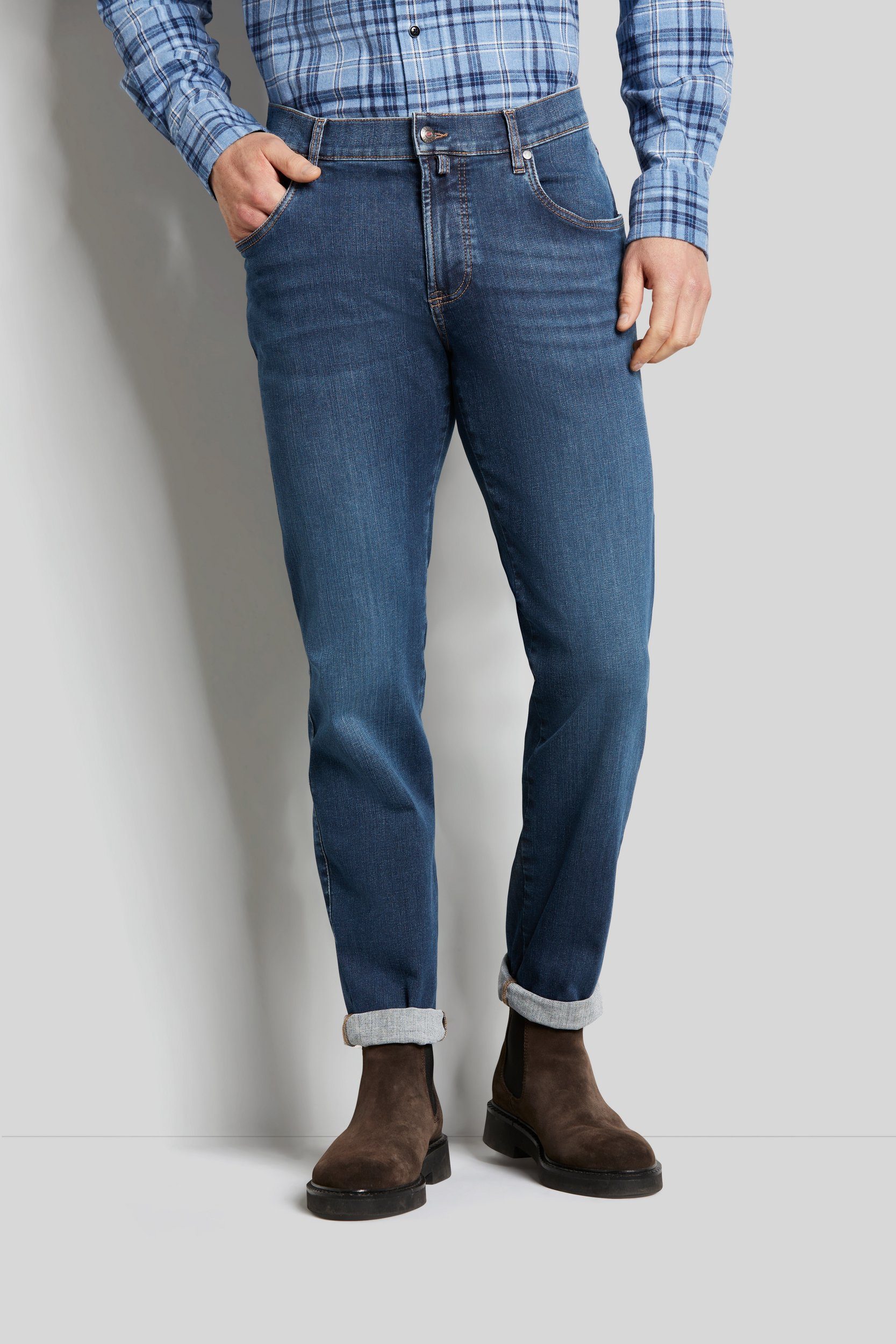 mit Tragekomfort Denim Flexcity blau hohem bugatti 5-Pocket-Jeans