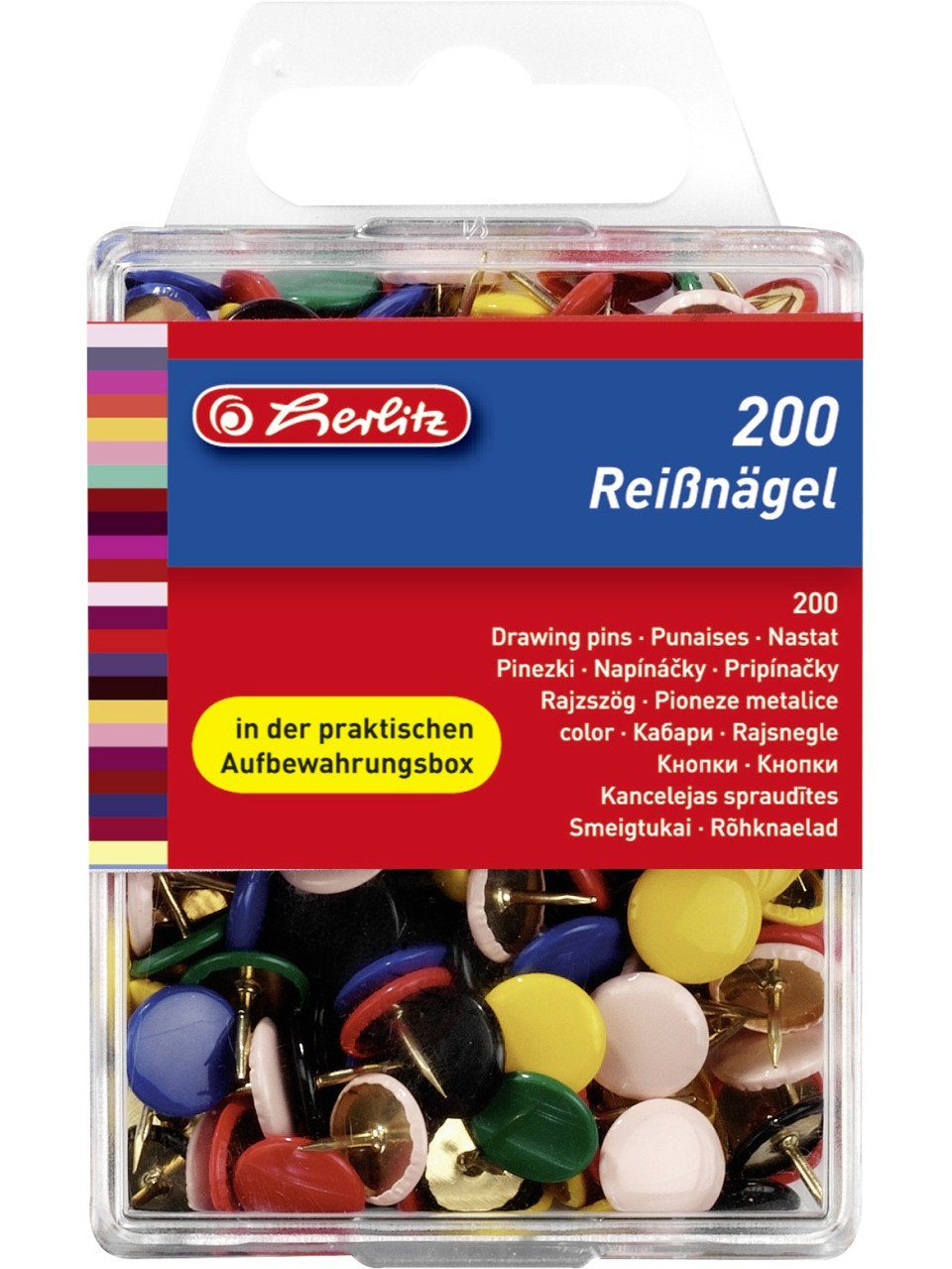 Herlitz Collegeblock herlitz Reißnägel rund farbig 200 Stück