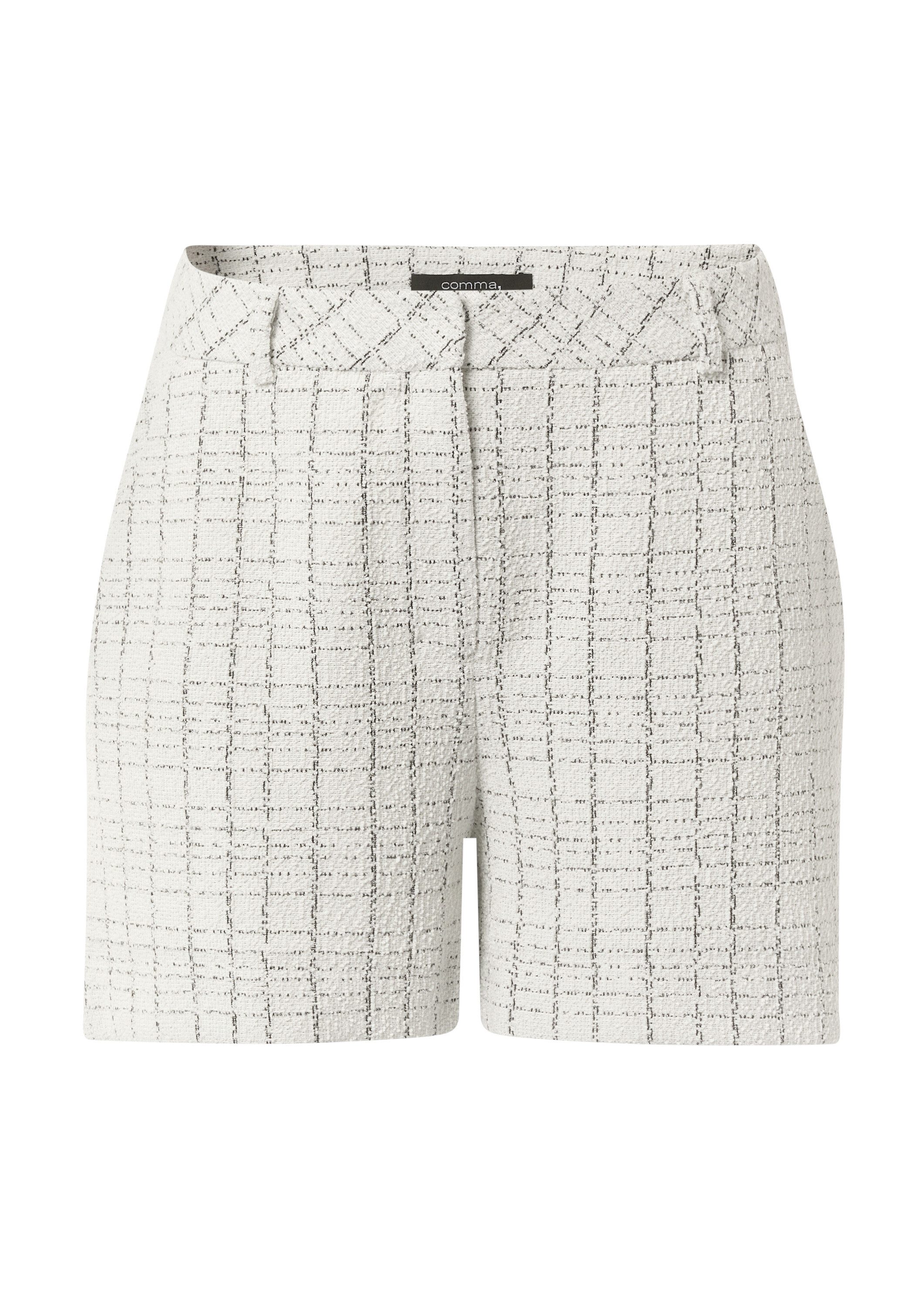comma Shorts Hose Bouclé-Jerseyshorts mit Metallic-Garn