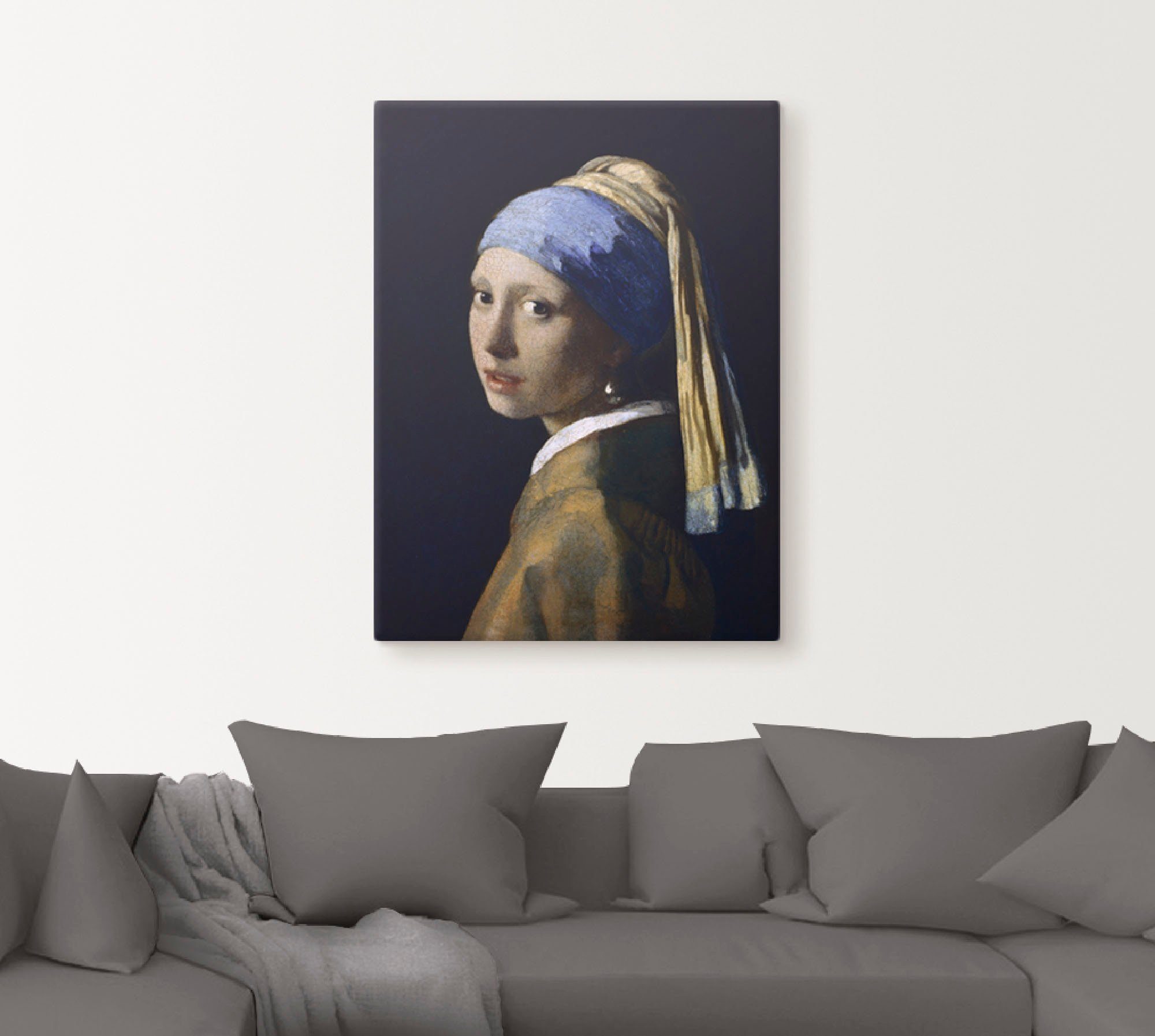 Artland Wandbild Das Mädchen mit dem Perlenohrgehänge, Frau (1 St), als Leinwandbild, Poster in verschied. Größen