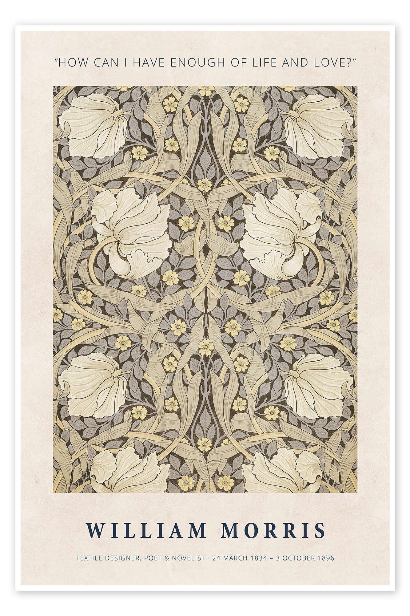 Posterlounge Poster William Morris, How can I have enough of Life and Love?, Schlafzimmer Boho Malerei