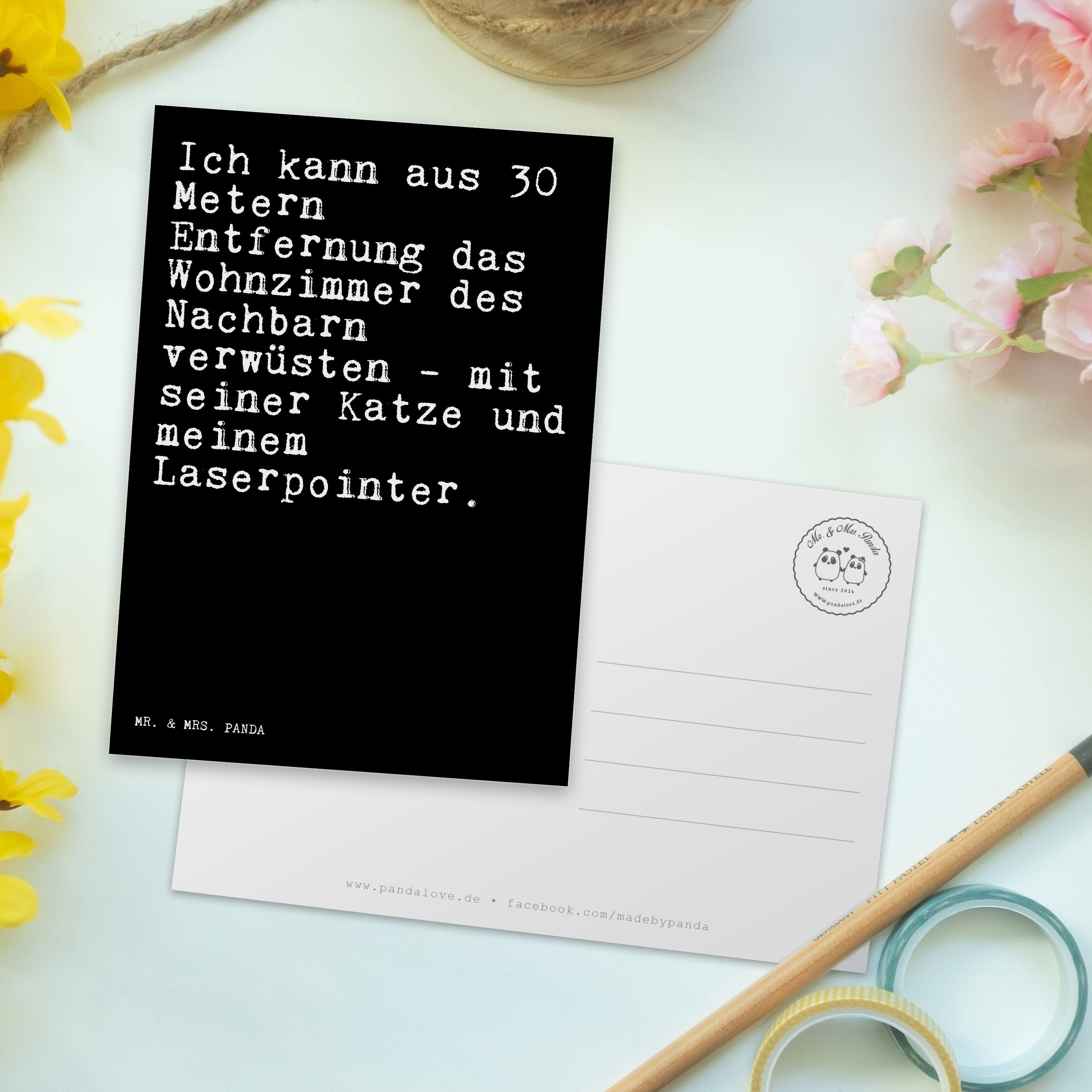 Panda Schwarz - Sprüch Postkarte aus & Mrs. Spruch Ich Mr. witzig, Geschenk, kann 30... - Karte,