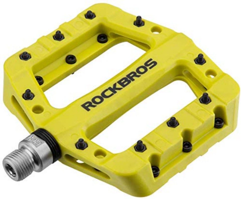 ROCKBROS Fahrradpedale MTB Flat Pedale (mit Edelstahl-Pins, Kugellager & Graphit-DU, 9/16 Zoll Pedale für Mountainbike, Trekking, Citybike)