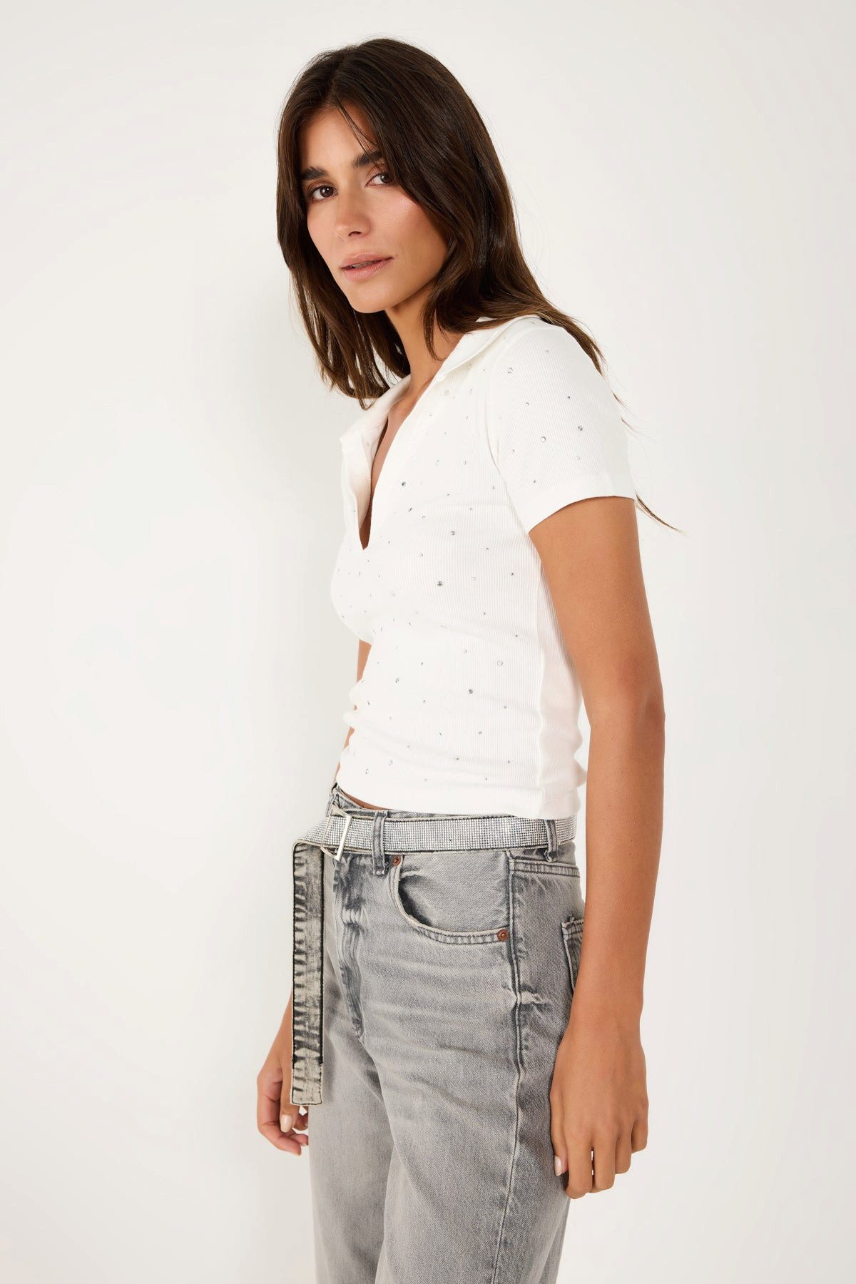 No Matter What T-Shirt Poloshirt mit Steindetails