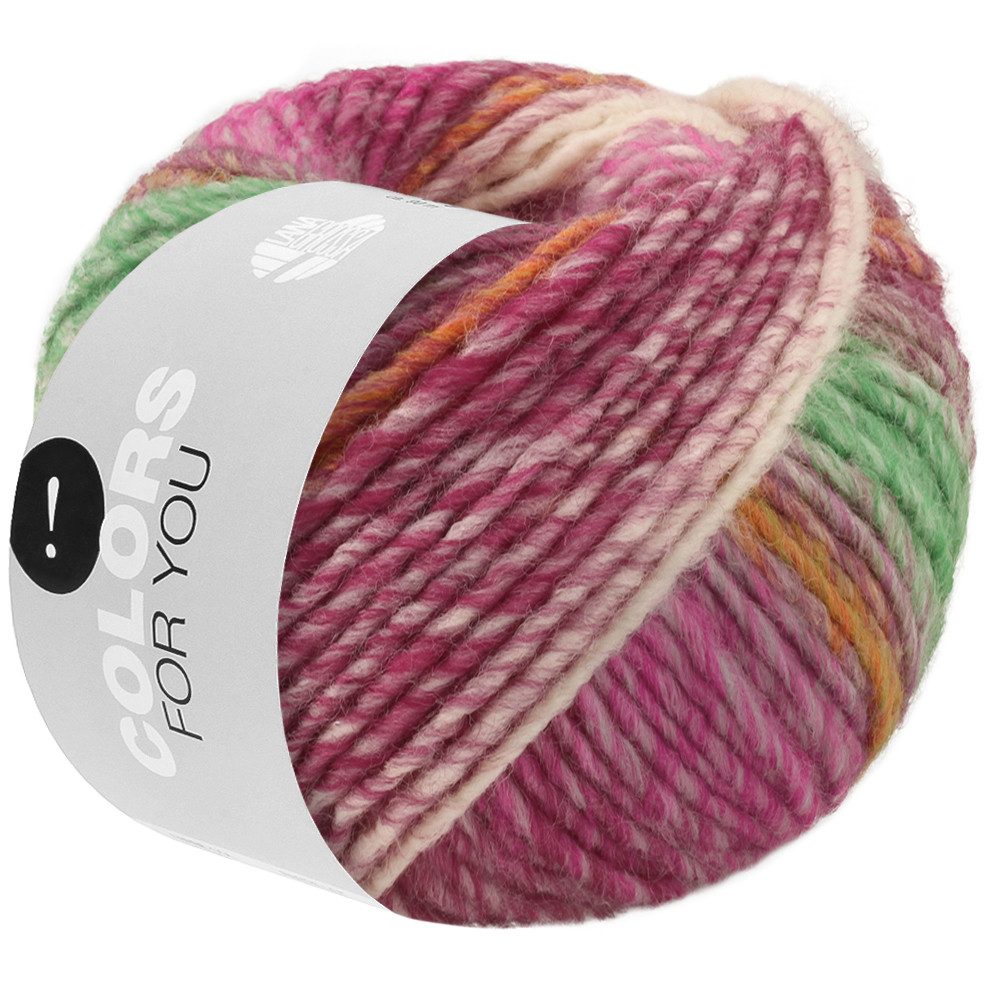 LANA GROSSA COLORS FOR YOU Häkelwolle, 90 m (voluminöses Dochtgarn mit Farbverlauf), 50 g
