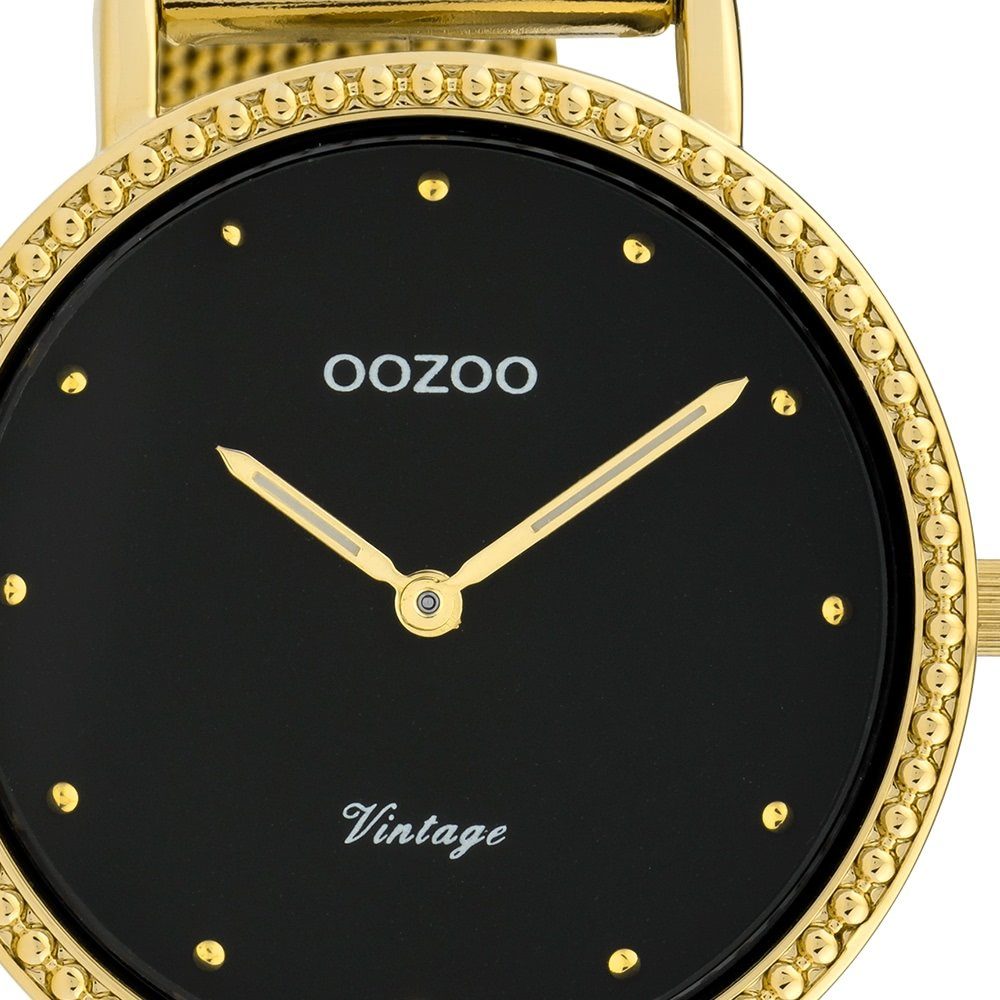 OOZOO Quarzuhr Oozoo Damen Armbanduhr gold, (Analoguhr), Damenuhr rund, mittel (ca. 34mm) Edelstahlarmband, Fashion-Style