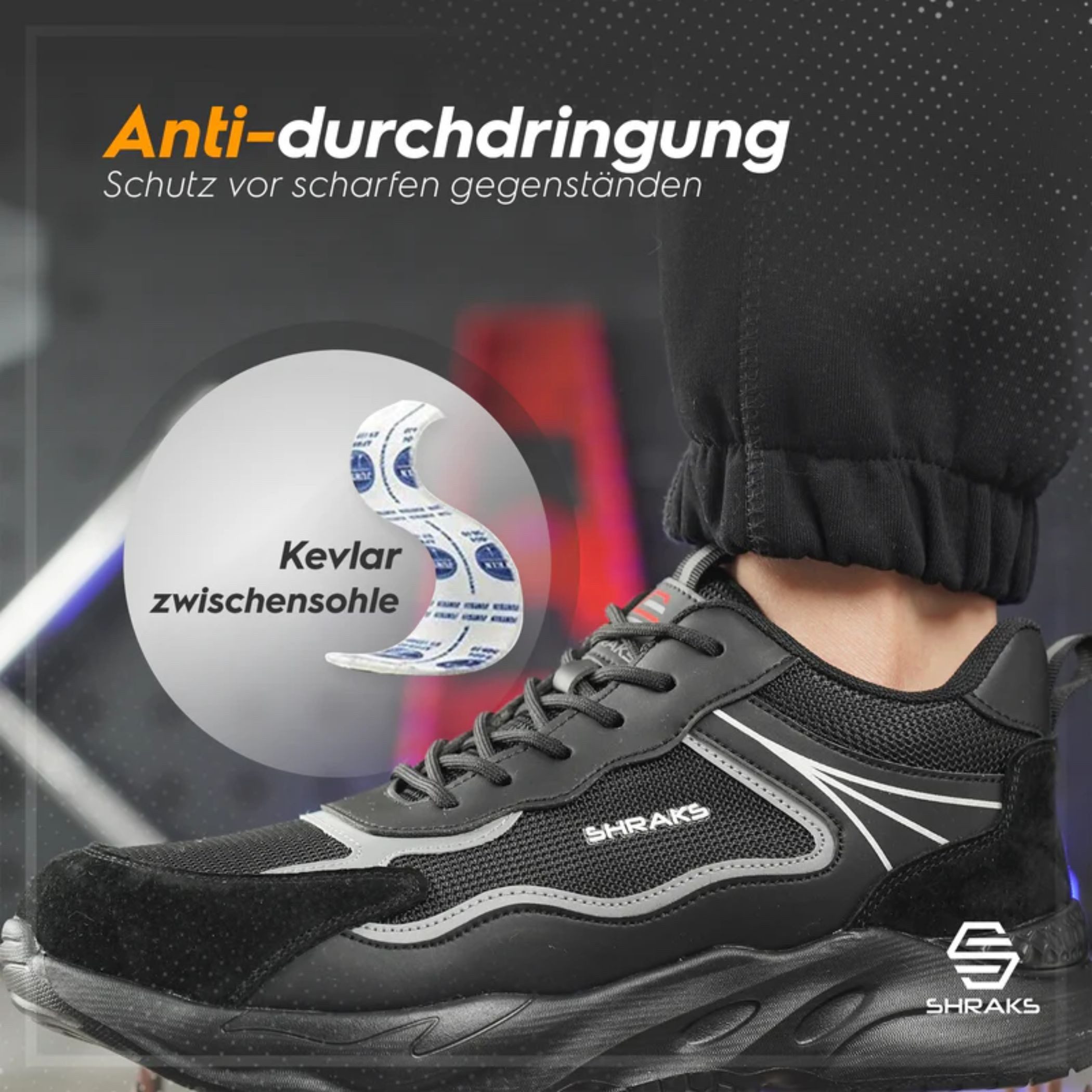 Shraks Moda Sicherheitsschuhe Bequem, Stahlkappe, Rutschfest,ISO20345 Arbeitsschuh