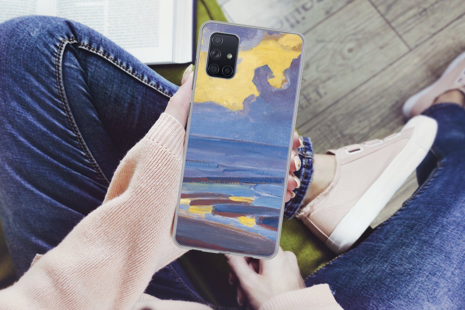 MuchoWow Handyhülle für Samsung Galaxy A51 Am Meer - Piet Mondrian, Smartphone-Bumper, Print, Handy Schutzhülle Dünn