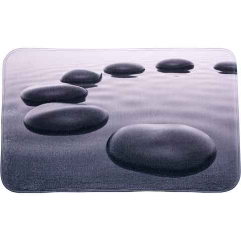 Badematte Black Stones Sanilo, Höhe 15 mm, schnell trocknend, Polyester, rechteckig, Memory Schaum