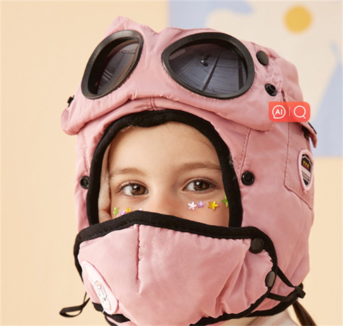Buling Skimütze Kinder-Mütze mit vollständiger Abdeckung winddichte  Skimaskenkappe, verstellbare Vollgesichtsabdeckung