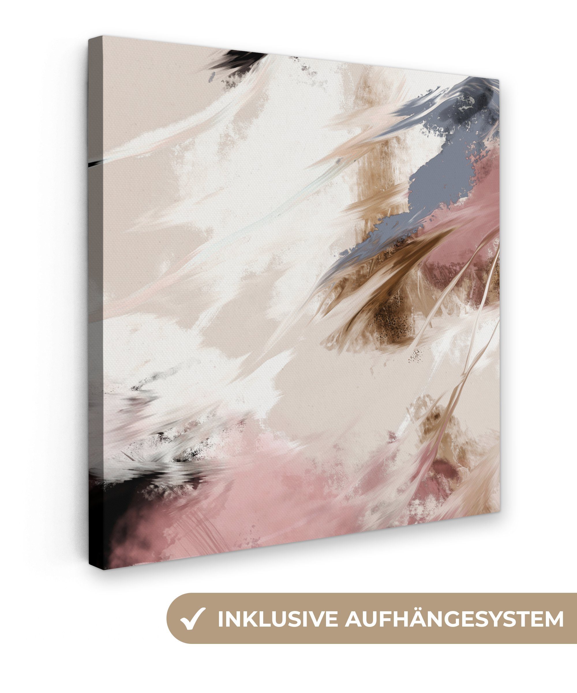 OneMillionCanvasses® Leinwandbild Farbe - Abstrakt - Rosa - Weiß, Fotodruck (1 St), Wandbild, Deko Schlafzimmer Wohnzimmer Flur 20x20 cm