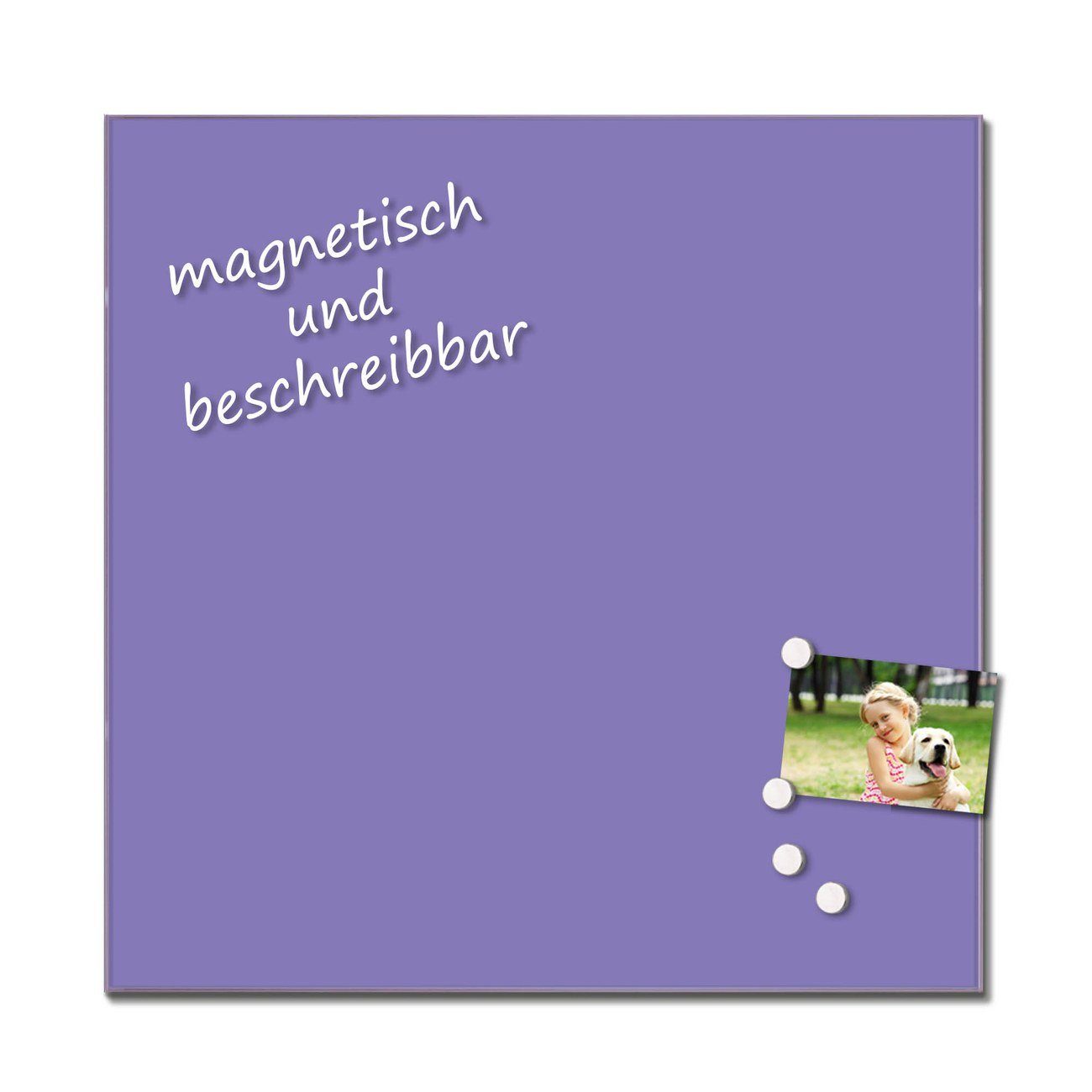 4 (gehärtetes Glas Glas, inklusive) Lavendel, Magnete Wandtafel banjado