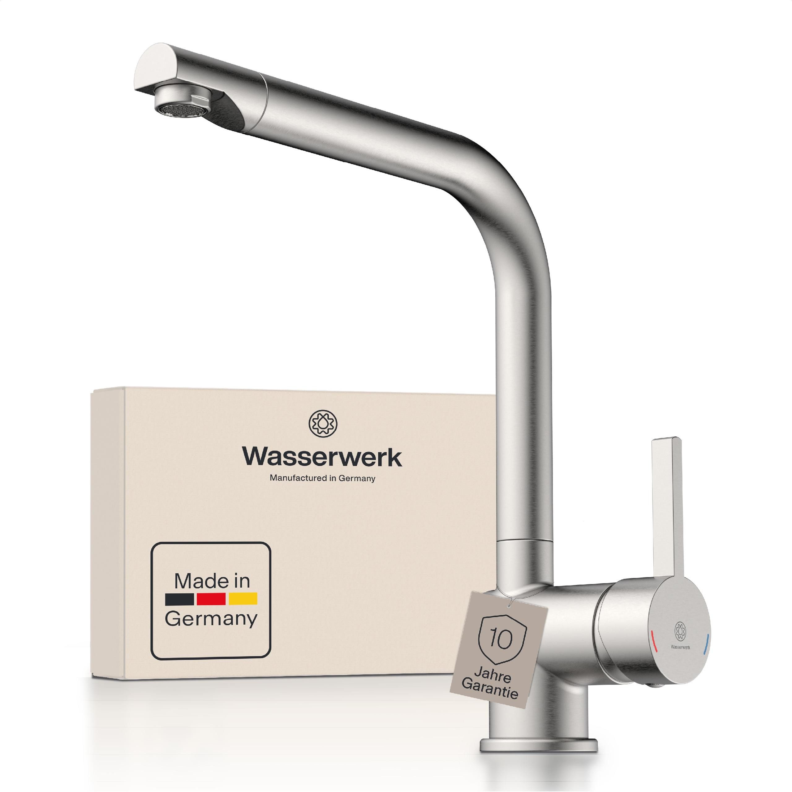 WASSERWERK Spültischarmatur WK 4, Wasserhahn, Küche, Einhebelmischer 360° schwenkbar, Cold-Start-Funkt., geräuscharm