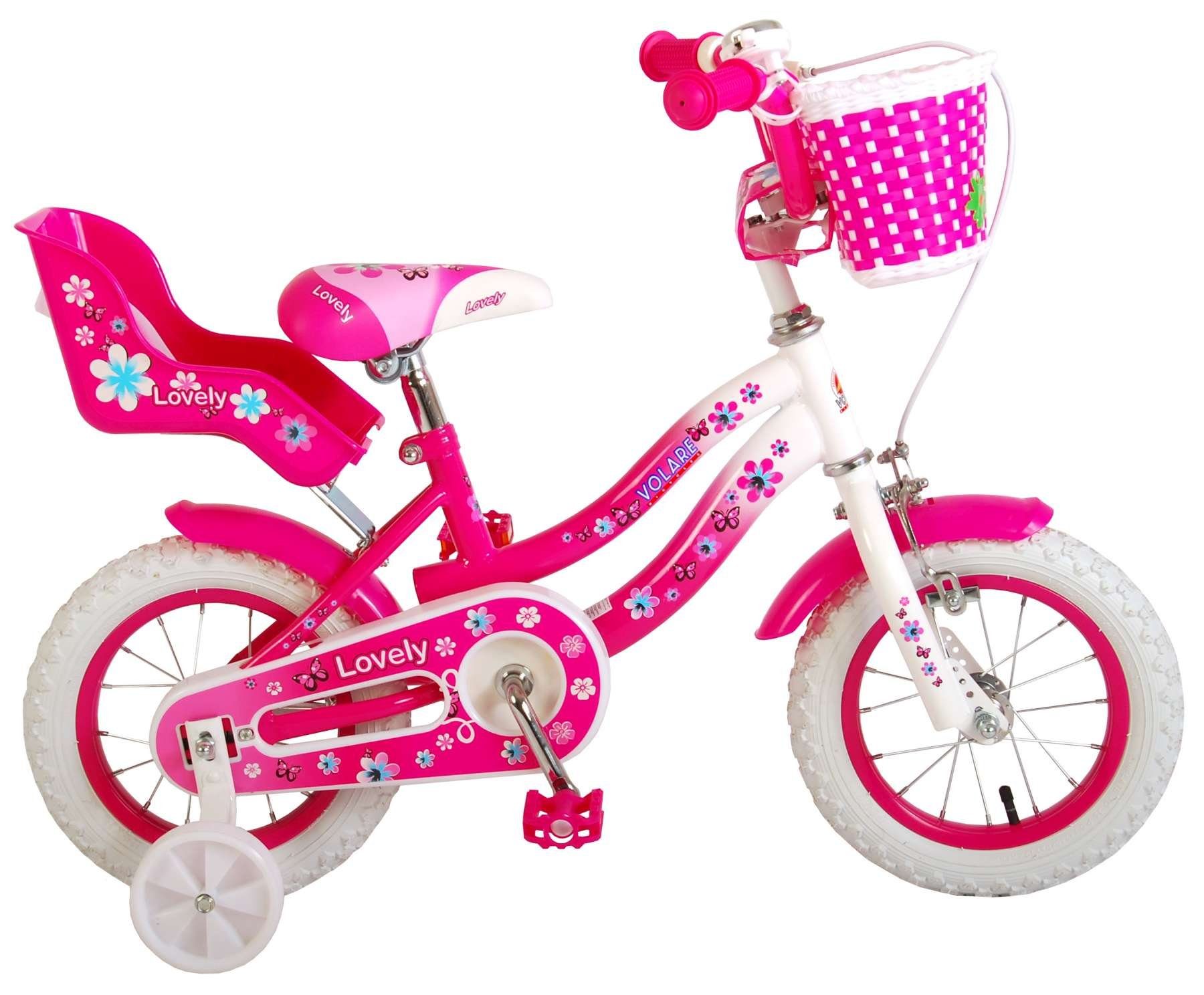 Volare Kinderfahrrad Lovely Rosa, - Mädchen - Zwei verschiedene oder Luftbereifung Handbremsen, Größen/Farben Rot Jahre, Alter: mit - - 3 Farbe: 8