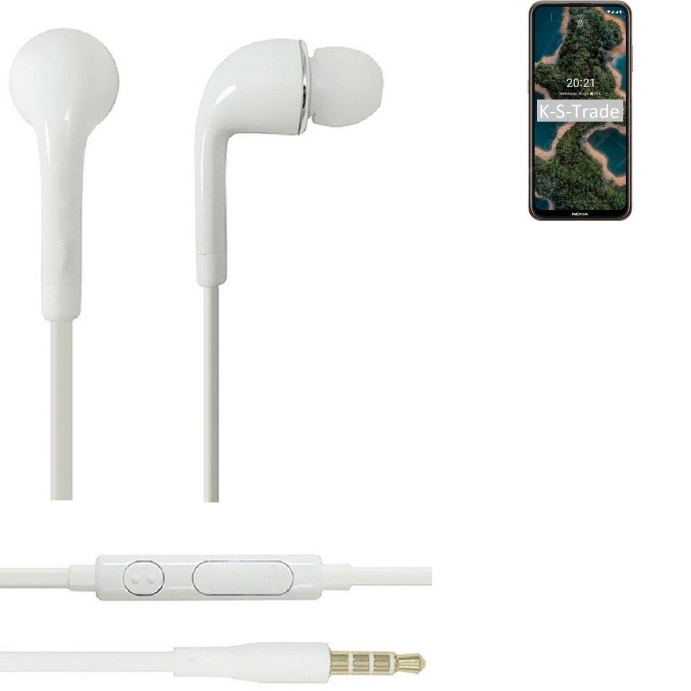 K-S-Trade In-Ear-Kopfhörer Lautstärkeregler Headset Nokia (Kopfhörer X20 mit Mikrofon u 3,5mm) für weiß